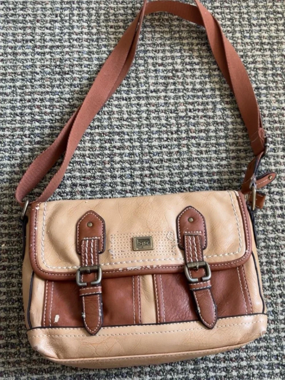 b.o.c. Y2K Two-Tone Brown Crossbody Messenger Bag Purse